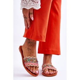 Pantofole impreziosite arancione Bellisa da donna arancia 1