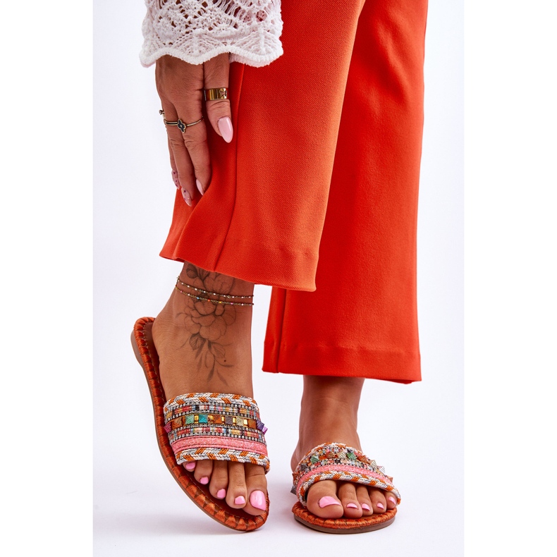 Pantofole impreziosite arancione Bellisa da donna arancia 1