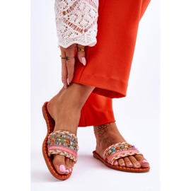 Pantofole impreziosite arancione Bellisa da donna arancia 2