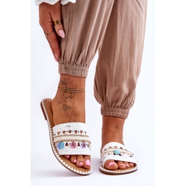 Pantofole Donna Intrecciate Abbellite Bianco Millano 1