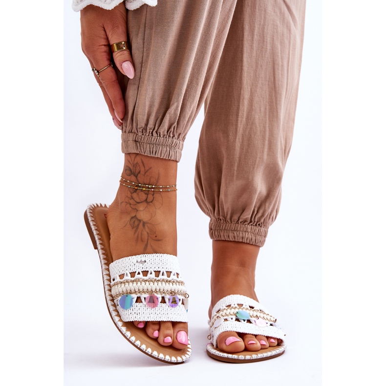 Pantofole Donna Intrecciate Abbellite Bianco Millano bianca 1