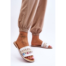 Pantofole Donna Intrecciate Abbellite Bianco Millano 2