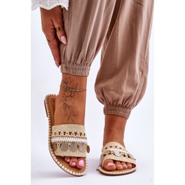 PS1 Pantofole Intrecciate Abbellite Da Donna Beige Millano 1