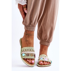 PS1 Pantofole Donna Intrecciate Decorate Verde Millano 1