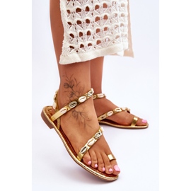 Sandali da donna con conchiglie decorative Golden Verdem d'oro 1