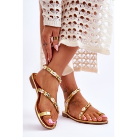 Sandali da donna con conchiglie decorative Golden Verdem d'oro 2