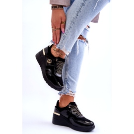 S.Barski Scarpe Sportive Con Zeppa In Pelle Da Donna Nere Rebeca nero 4