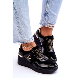 S.Barski Scarpe Sportive Con Zeppa In Pelle Da Donna Nere Rebeca nero 5