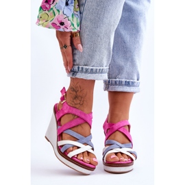 PS1 Sandali con zeppa con cinturini fucsia Ellen rosa 1