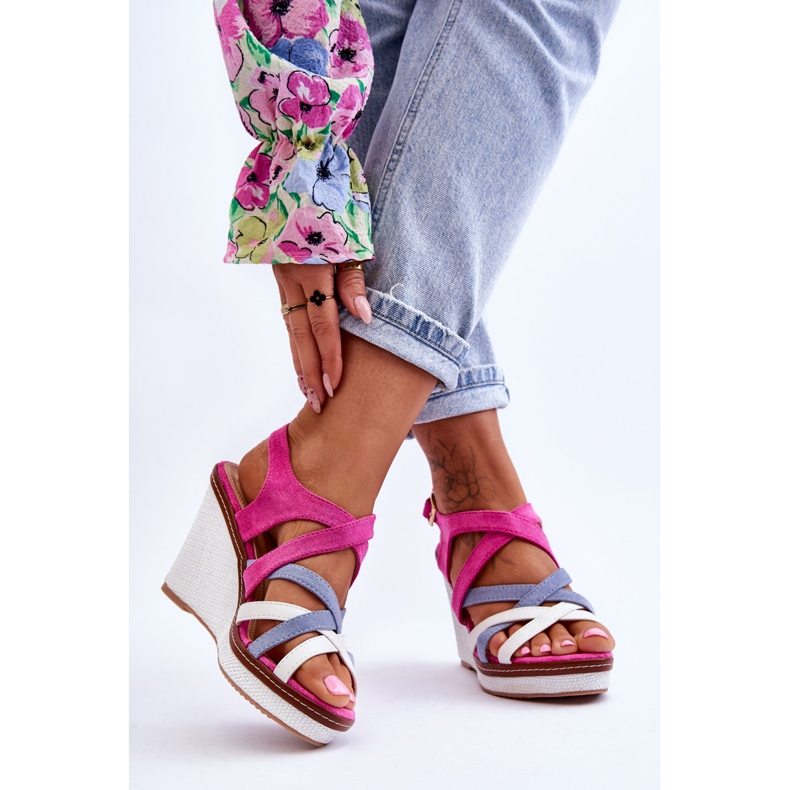 PS1 Sandali con zeppa con cinturini fucsia Ellen rosa 2
