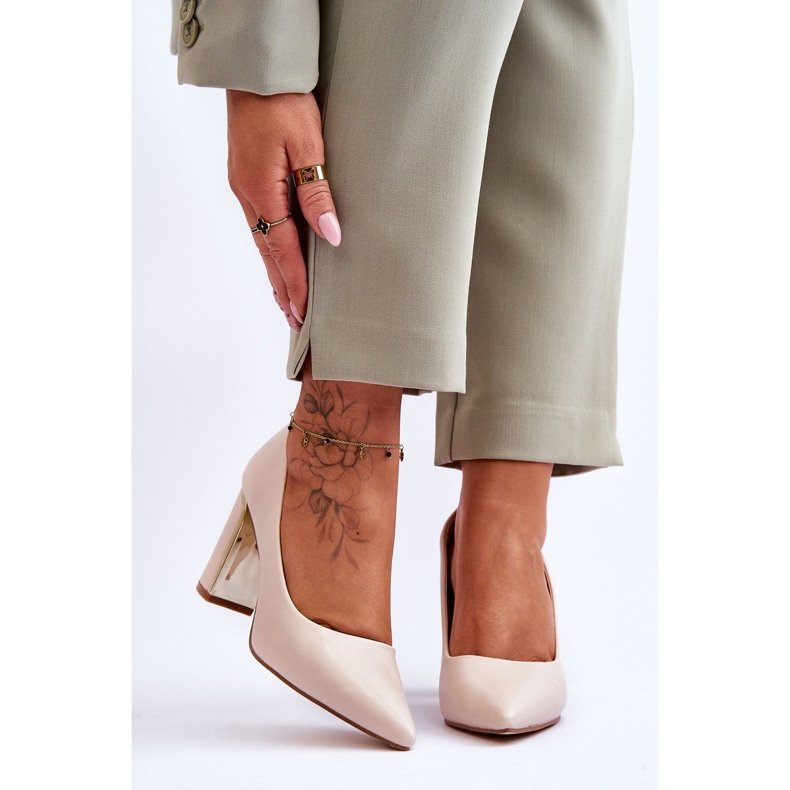 PS1 Décolleté Classiche Su Un Tacco Elizabeth Beige Decorativo 1