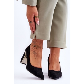 Décolleté con tacco in camoscio classico Elizabeth nero 1