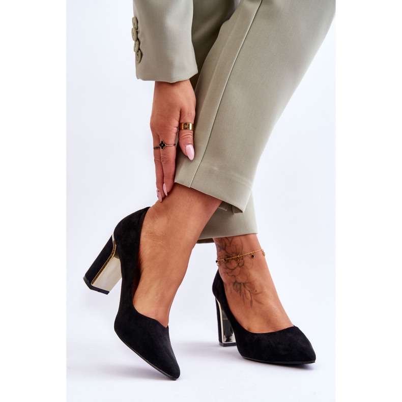Décolleté con tacco in camoscio classico Elizabeth nero 2