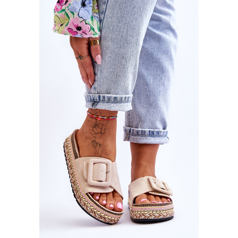PS1 Sandalo Donna Con Plateau Decorato Beige Joyce 1