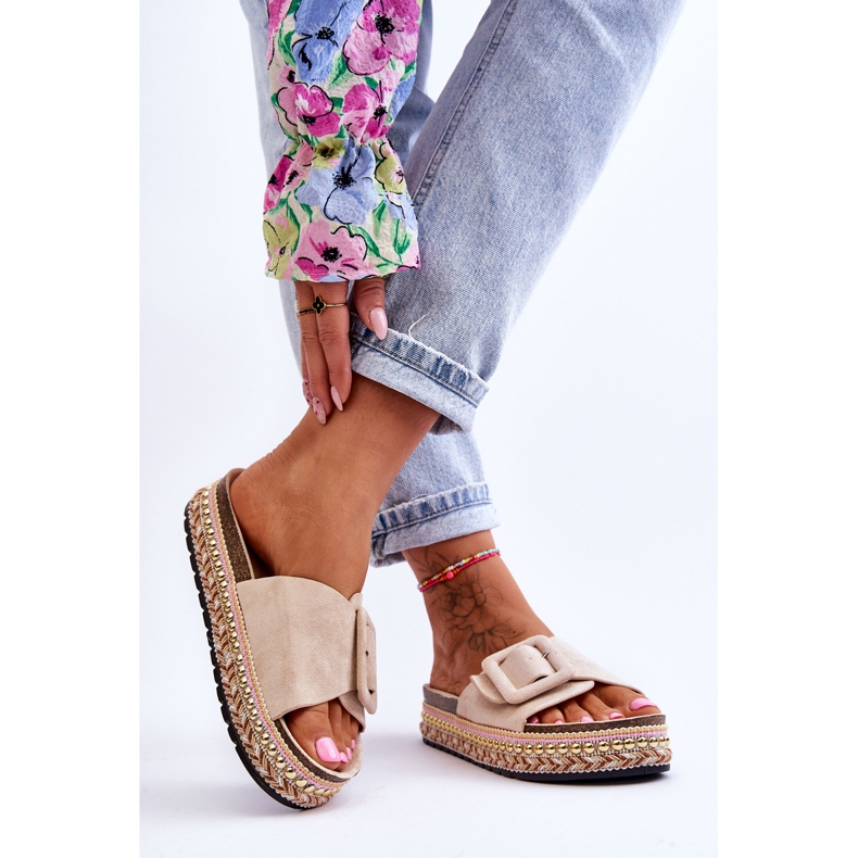 PS1 Sandalo Donna Con Plateau Decorato Beige Joyce 2