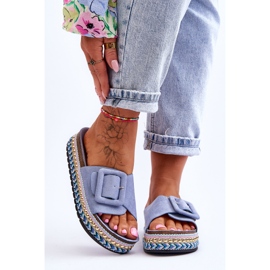 PS1 Pantofole con plateau impreziosite Joyce blu da donna 1