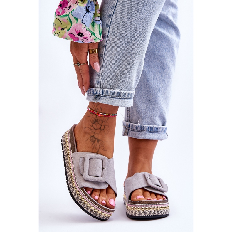 Sandali Donna Con Plateau Decorato Grigio Joyce 1