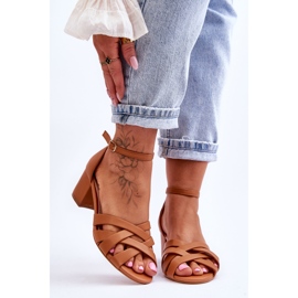 PS1 Comodi sandali con tacco basso Camel Camelia marrone 1