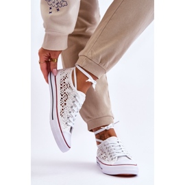 Sneakers da donna in tessuto e pizzo Bianco Fergo bianca 2