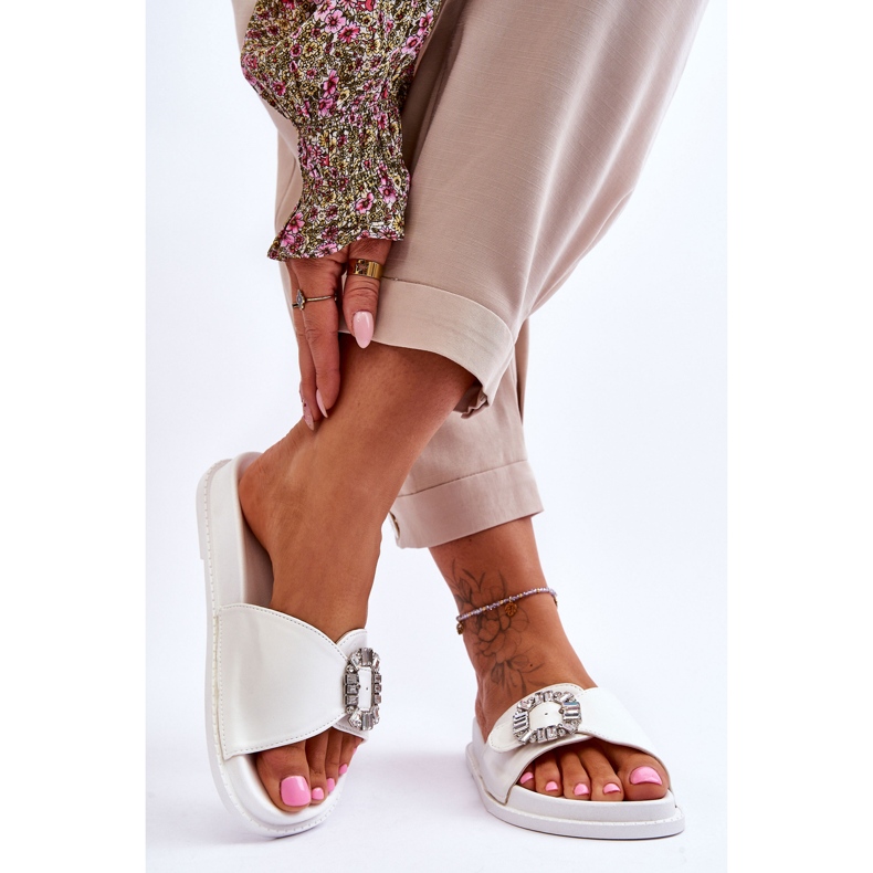 Pantofole Platform Donna Con Decorazione Bianco Beneca bianca 2