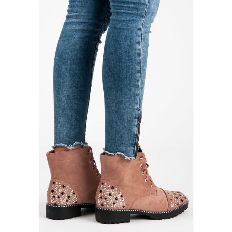 Ideal Shoes Lavoratori in pelle scamosciata rosa 2