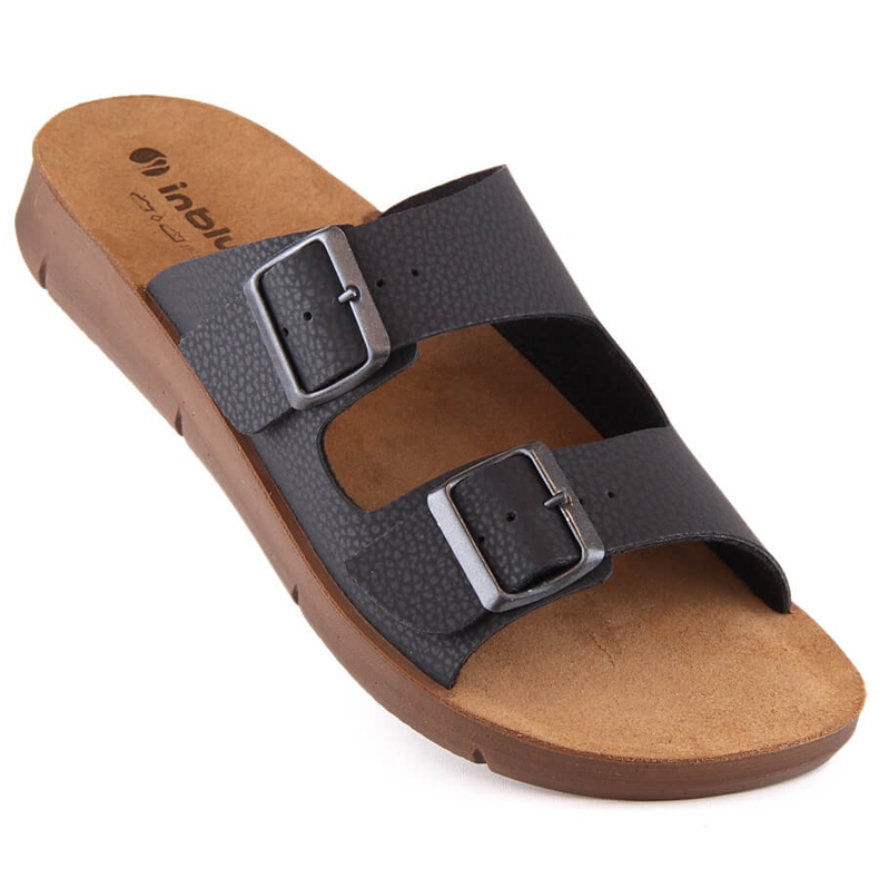 Comode ciabatte da uomo con fibbie nere Inblu CM000028-014 nero 1