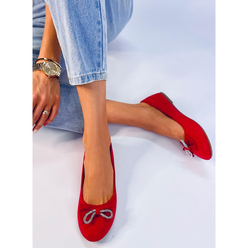 BM Benoit Ballerine scamosciate con fiocco rosso 2