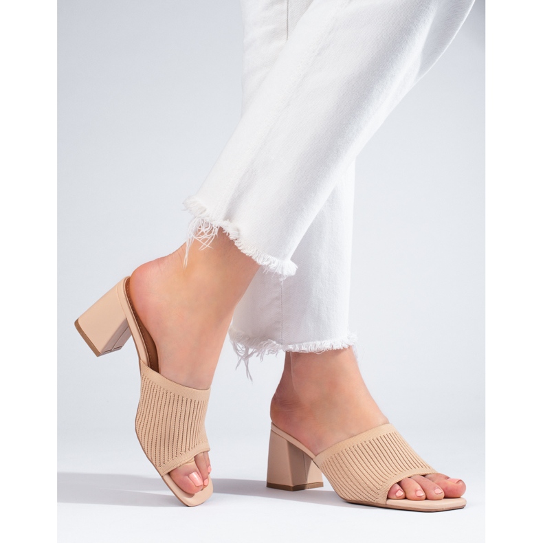 Pantofole da donna in tessuto Shelovet beige 1