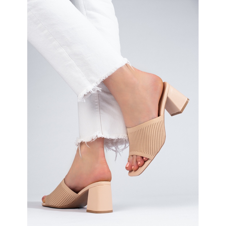 Pantofole da donna in tessuto Shelovet beige 2
