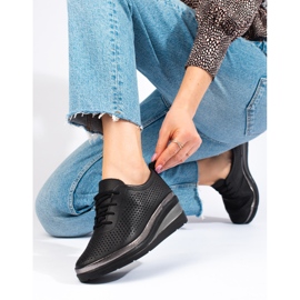 Scarpe con zeppa in pelle nera di T.Sokolski nero 1