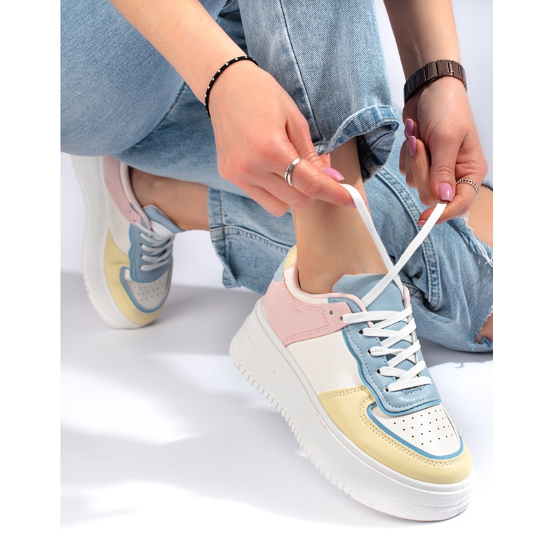 Sneakers multicolore su spessa piattaforma Shelovet rosa 1