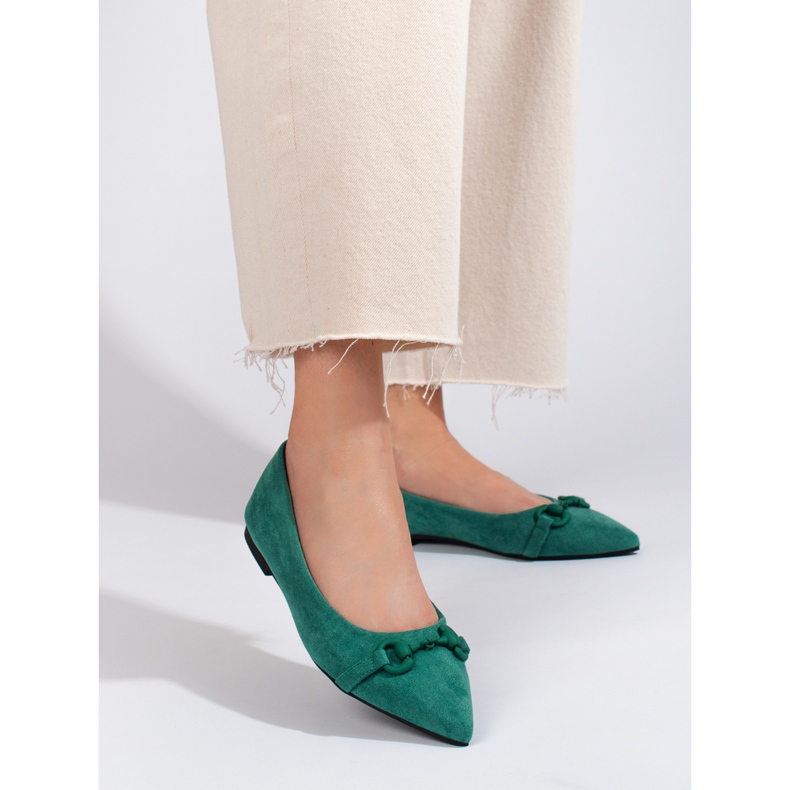Ballerine Shelovet in camoscio verde da donna 2