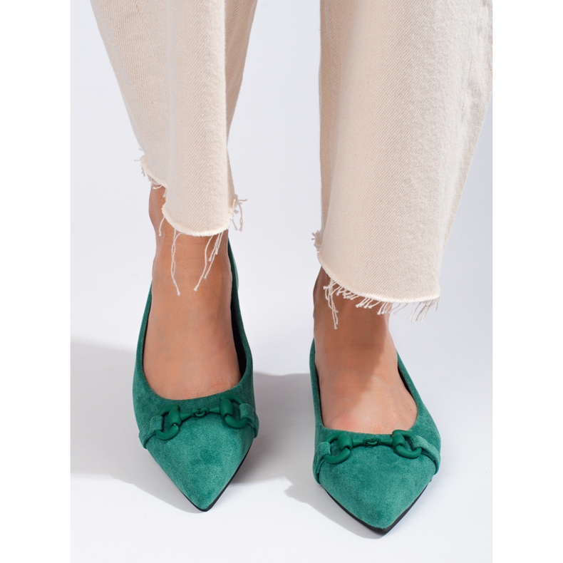 Ballerine Shelovet in camoscio verde da donna 1