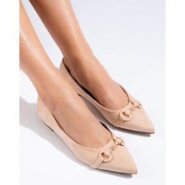 Ballerine da donna Shelovet in camoscio beige 1