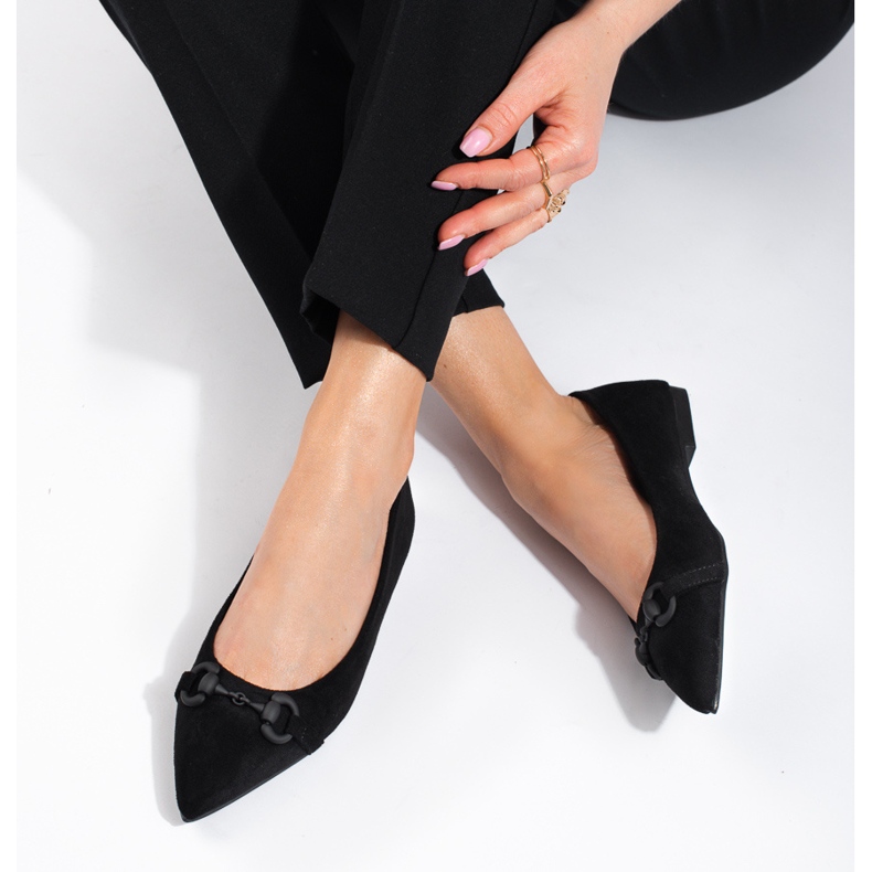 Ballerine Shelovet da donna in camoscio nero 2