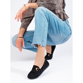 Mocassini Shelovet in camoscio nero da donna 1