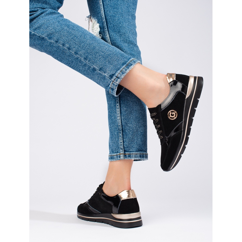 Shelovet scarpe sportive in pelle nera nero 1