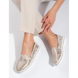 Scarpe traforate Shelovet in pelle oro d'oro 1