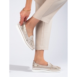 Scarpe traforate Shelovet in pelle oro d'oro 2