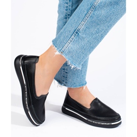 Scarpe traforate Shelovet in pelle nera con suola spessa nero 1