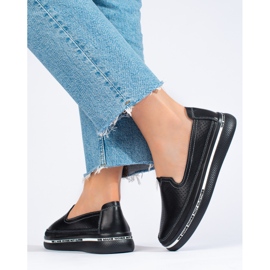 Scarpe traforate Shelovet in pelle nera con suola spessa nero 2