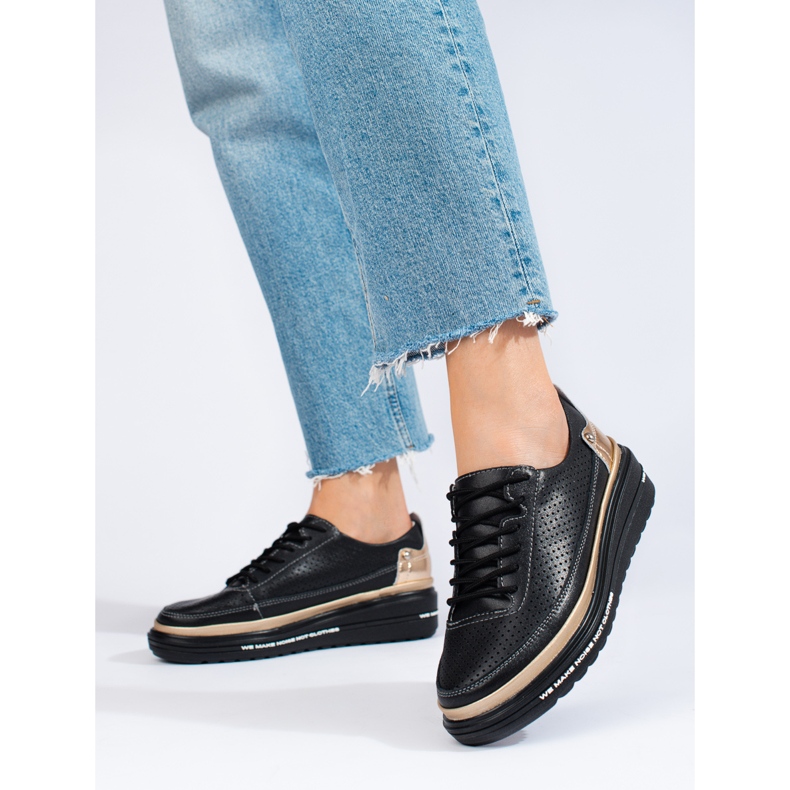 Shelovet scarpe sportive in pelle nera nero 1