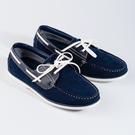 Mocassini Shelovet da uomo in camoscio blu navy 1