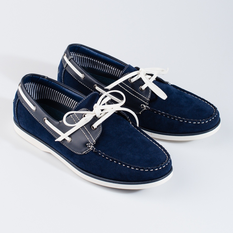 Mocassini Shelovet da uomo in camoscio blu navy 1