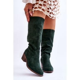 Stivali da donna in camoscio traforato verde Enriss 1