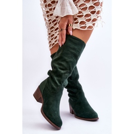 Stivali da donna in camoscio traforato verde Enriss 2