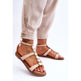 PG1 Sandali Da Donna Con Cintura Decorativa Beige Rochelle 2