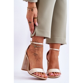 Sandali con tacco in raso Beige Linsy 1