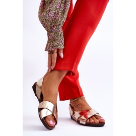 Lemar Sandali in pelle con velcro Addison color oro d'oro 2