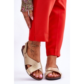Lemar Sandali in pelle con velcro Addison oro e beige 1